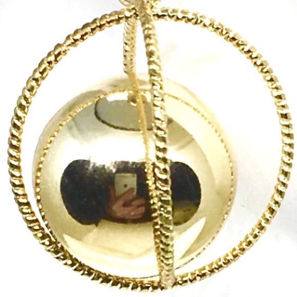 NEW Shiny Gold Sphere Caged Orb Drop Earrings - Picture 4 of 7